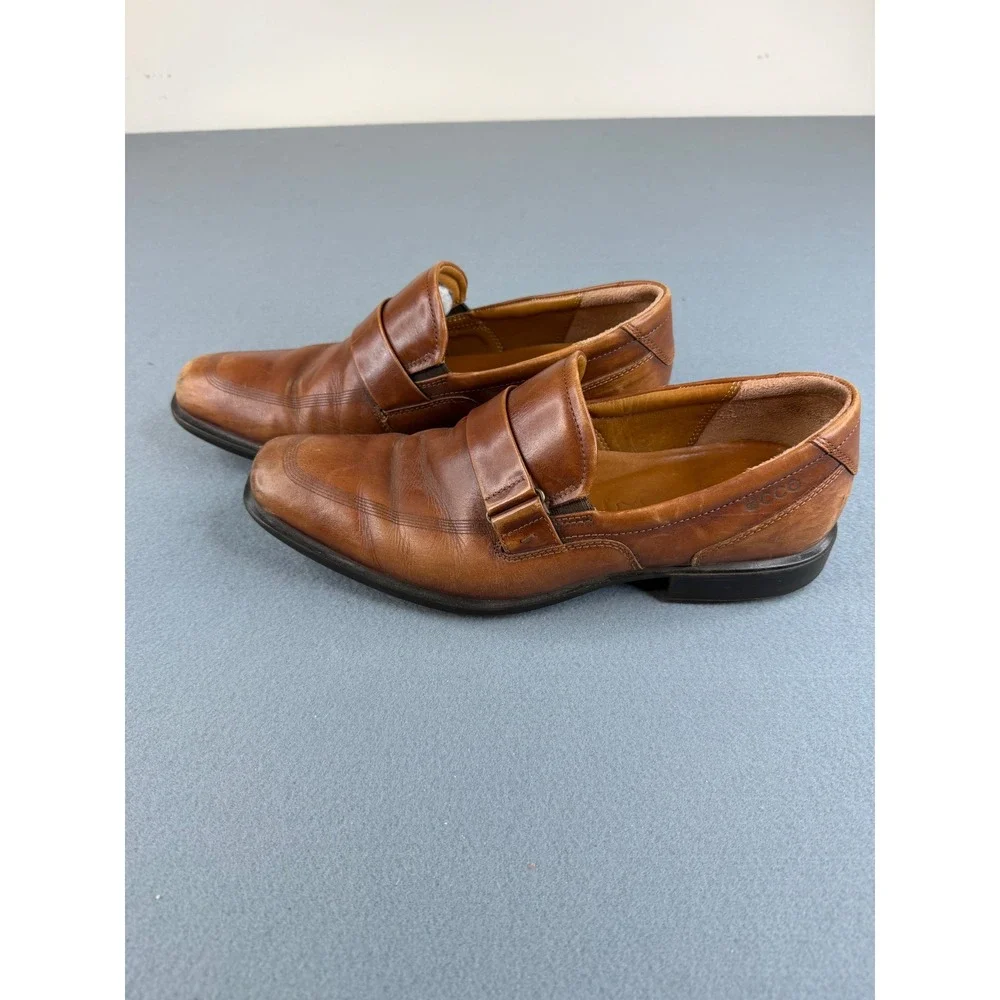 ECCO Edinburgh Loafers Mens EU‎ 41 US 7.5 Brown Leather Slip On Dress Shoes